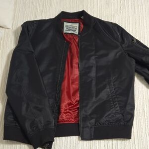 Levi's Black and Red Bomber Jacket with Ribbed Details